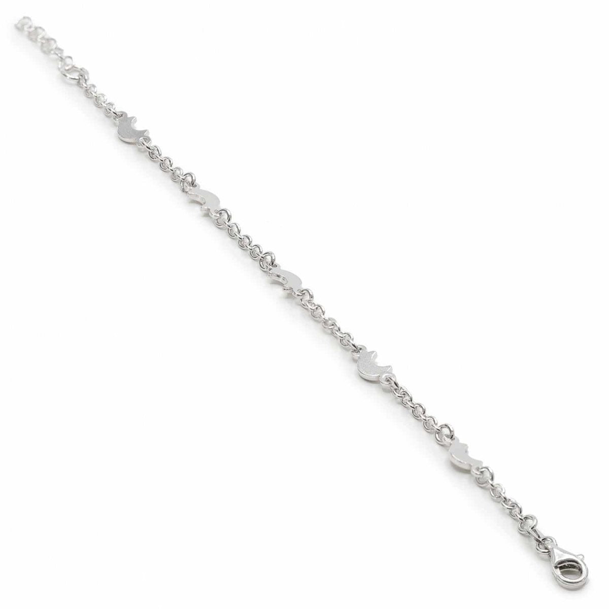Pulsera infantil de plata diseño luna y cadena-LINEARGENT