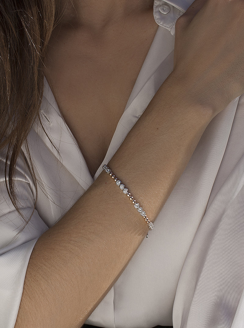 bracelet riviere bicolore en rose et LINEARGENT