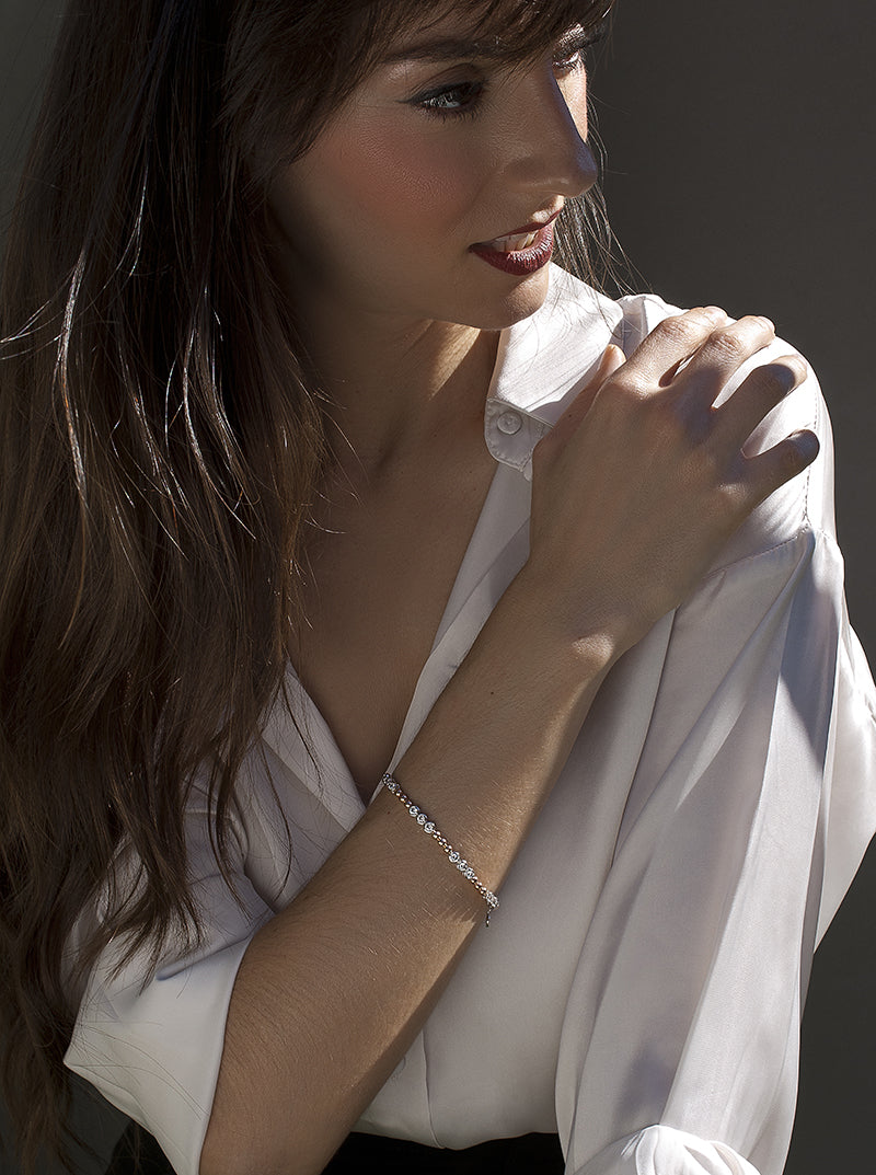 bracelet riviere bicolore en rose et LINEARGENT