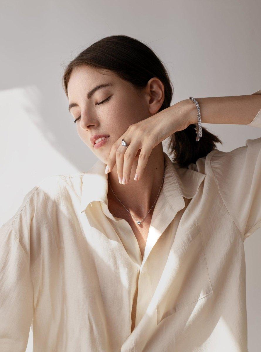 Pulsera riviere de plata con circonitas talla princesa-LINEARGENT