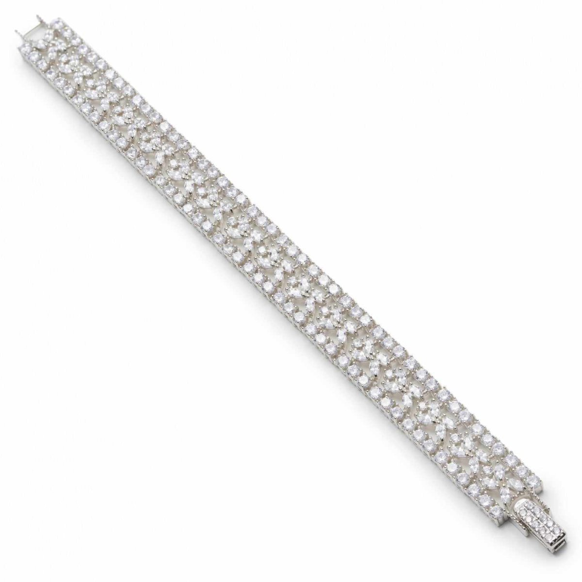 Pulsera riviere de plata con raíles de circonitas blancas en diferentes tallas-LINEARGENT