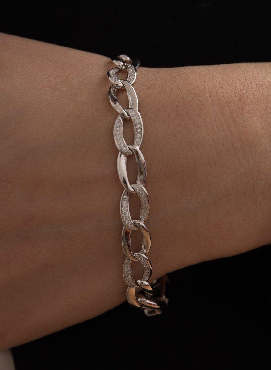 bracelets brillants  de argent  tresséavec zircons-LINEARGENT