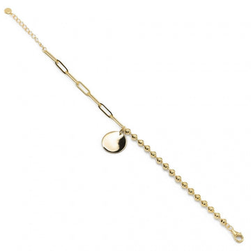 Pulseras con colgantes de plata bañados en oro con charm redondo y bolitas
