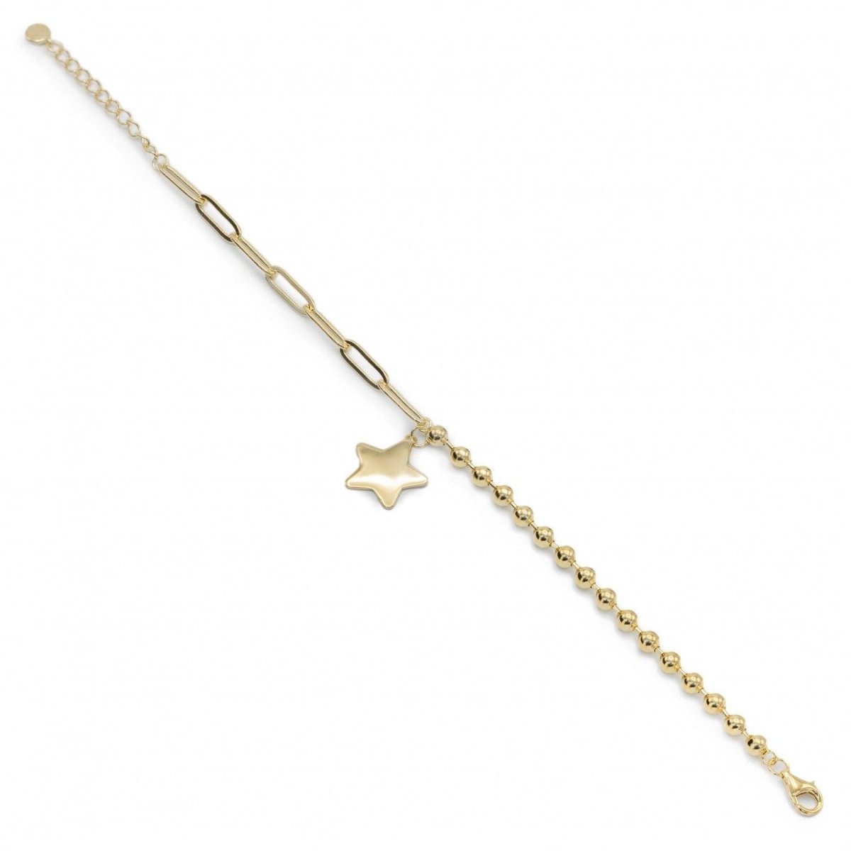 Pulseras con colgantes de plata bañados en oro con colgante en forma de estrella-LINEARGENT