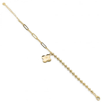 Pulseras con colgantes de plata bañados en oro con colgante en forma de flor