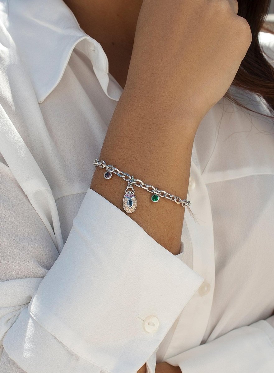 bracelets avec pendentifs argent design ovale central