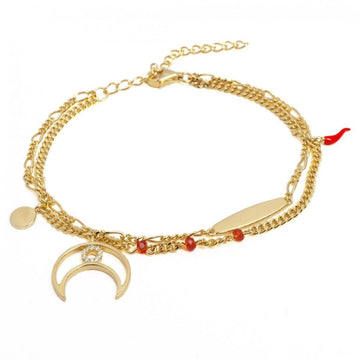 Pulseras con colgantes diseño doble cadena con motivo de luna