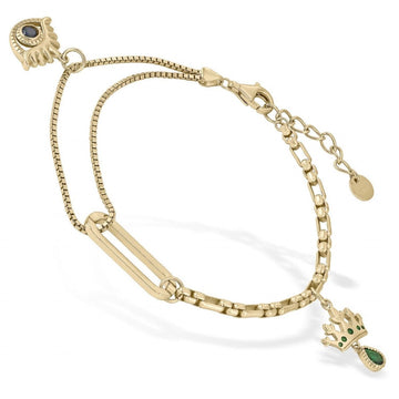 Pulseras con colgantes en palta dorado doble motivo