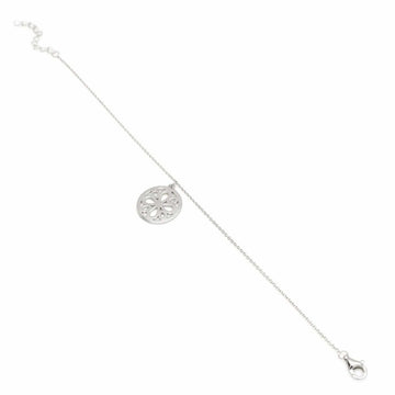 Pulseras con colgantes plata diseño floral circular