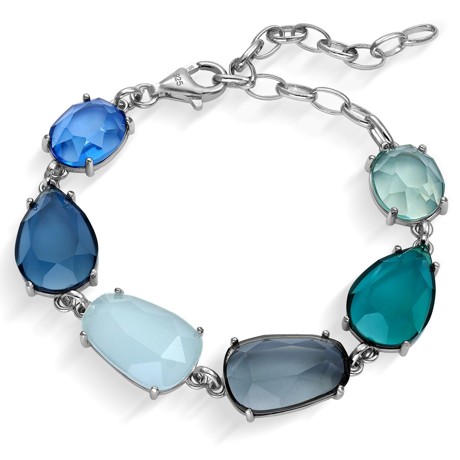 Pulseras con piedras de plata en tonos azules-LINEARGENT