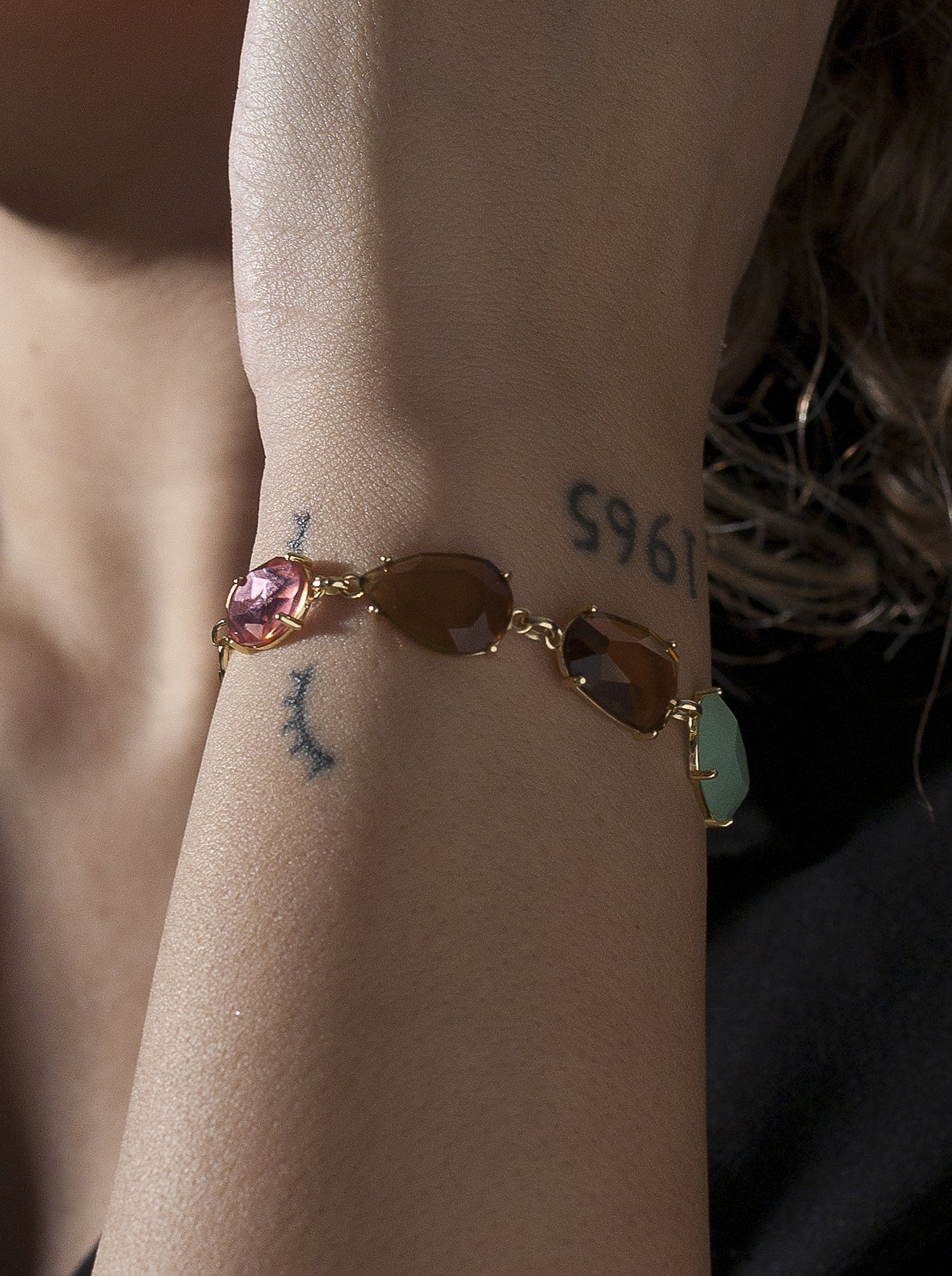 Pulseras con piedras de plata en tonos cálidos-LINEARGENT