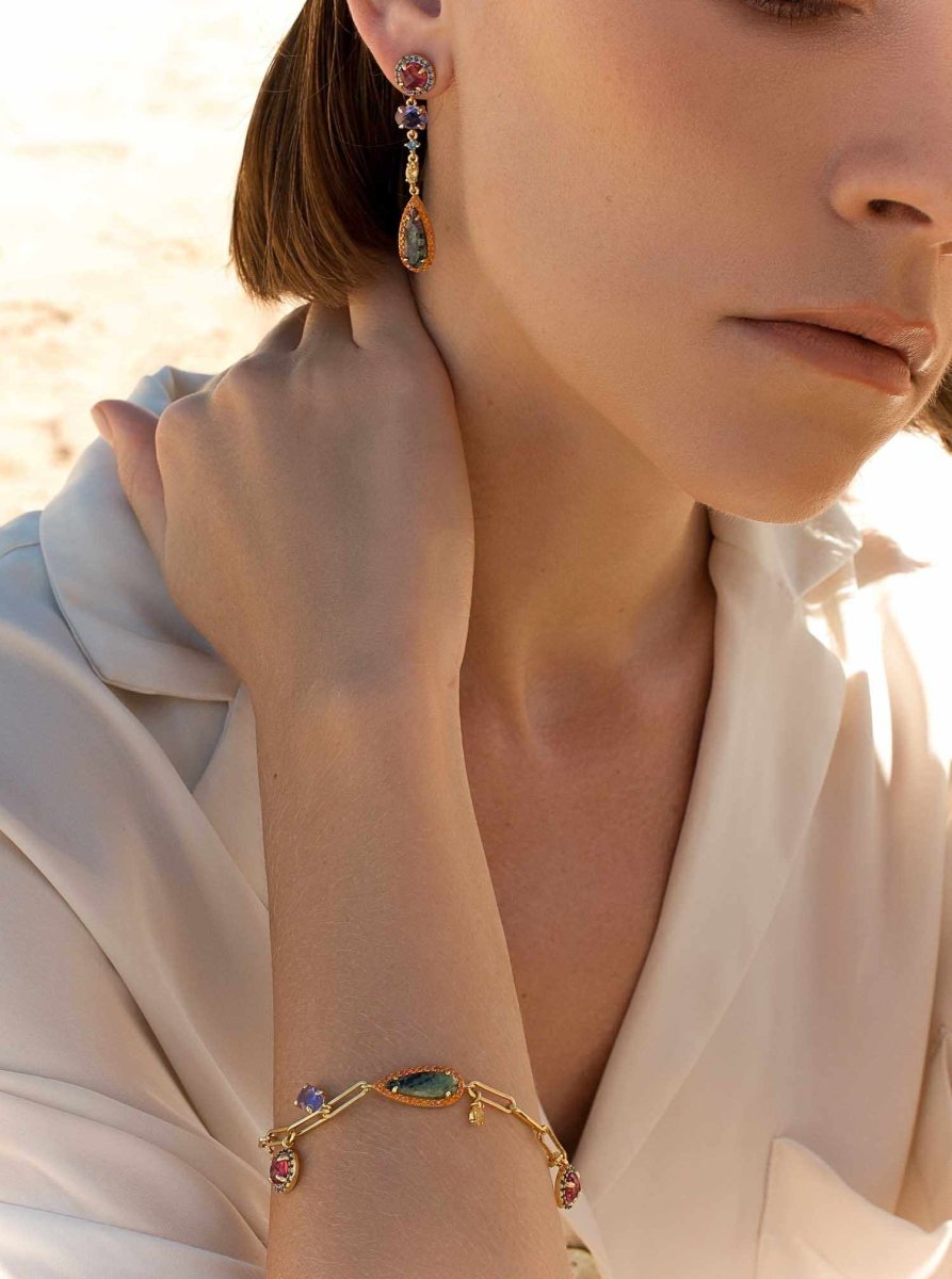 bracelets with stones design chain paper clip with charms