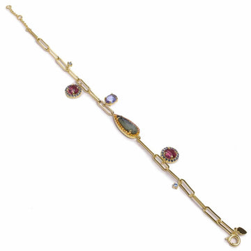 Pulseras con piedras diseño de cadena paper clip con charms