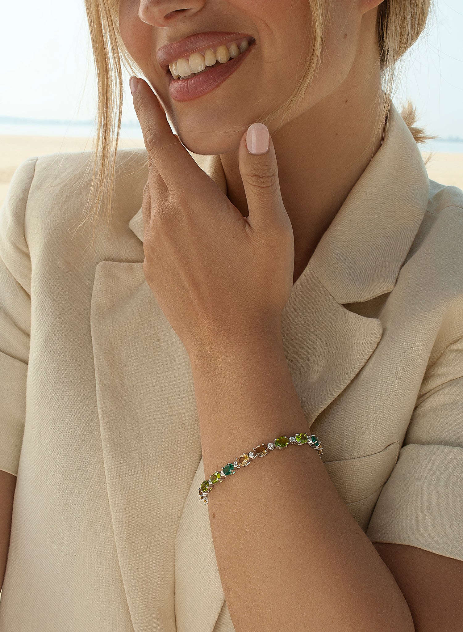 Pulseras con piedras diseño intercalado de circonitas-LINEARGENT