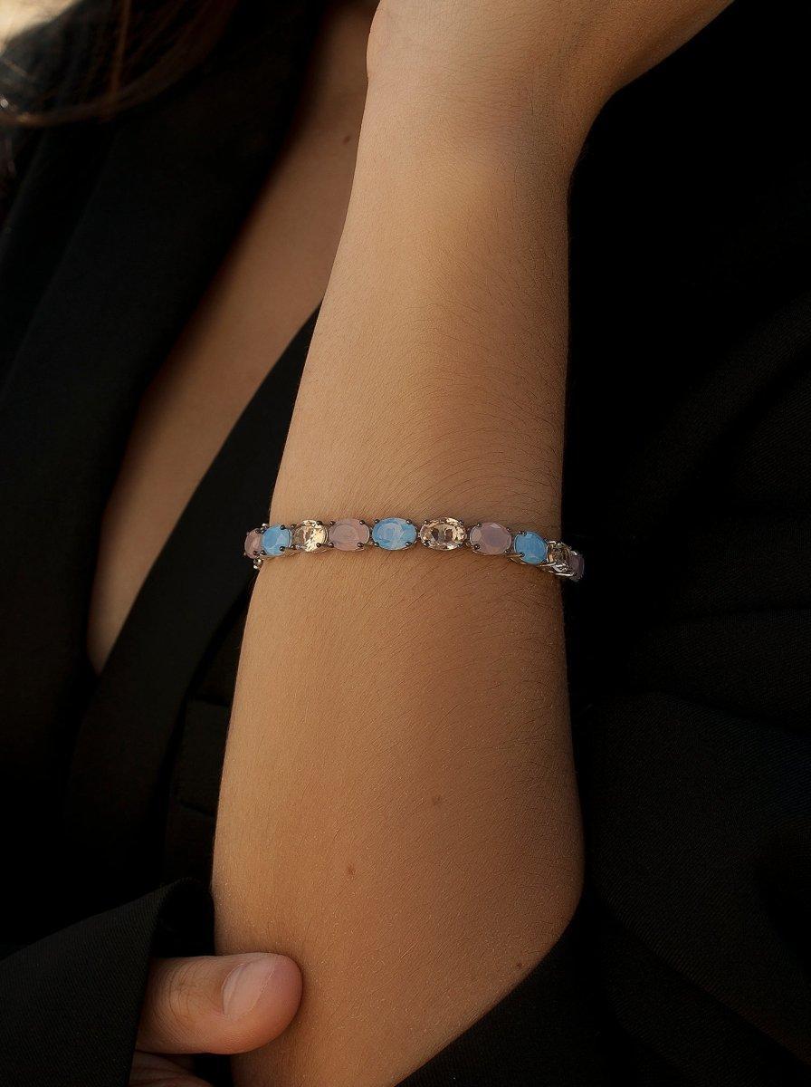 Pulseras con piedras talla oval estilo riviere-LINEARGENT