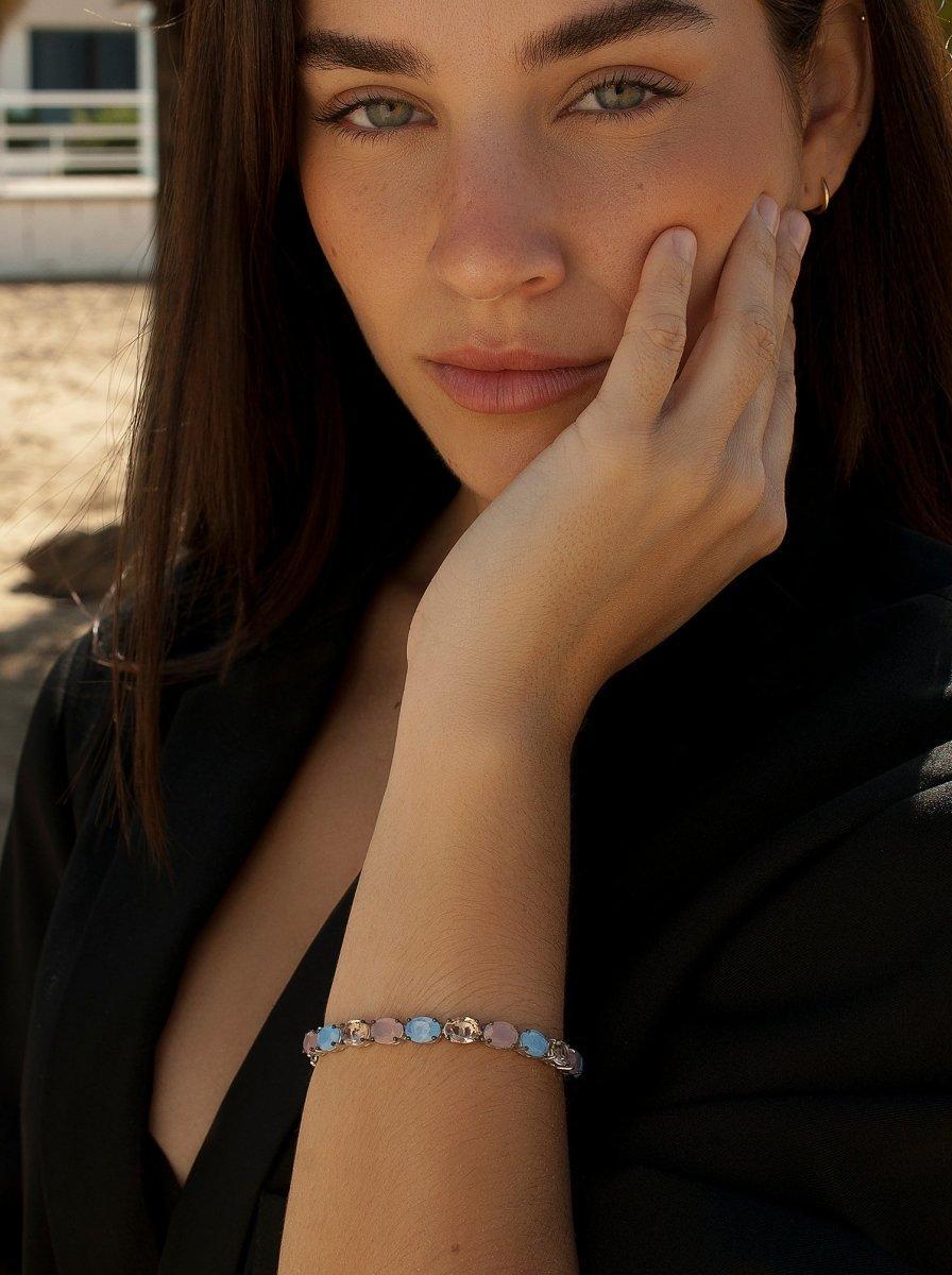 Pulseras con piedras talla oval estilo riviere-LINEARGENT