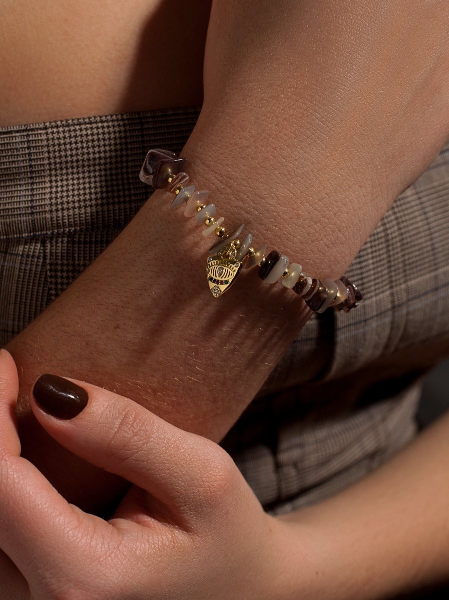 bracelets de boules argent de  breloques, brillants et pierres semi-précieuses