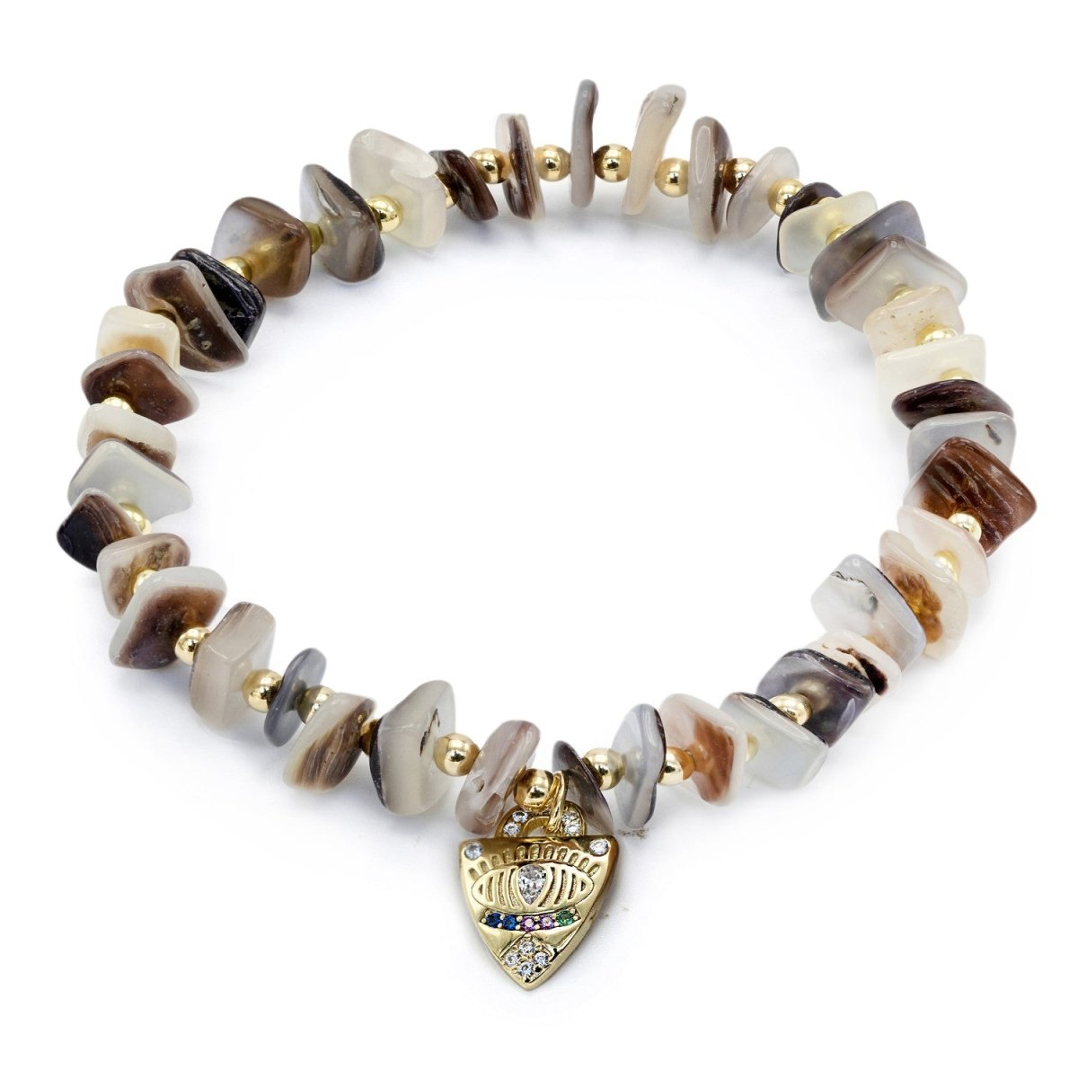 Pulseras de bolas de plata charm brillantes y piedras semipreciosas-LINEARGENT