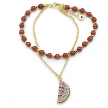 Pulseras de bolas doble diseño en rojo con motivo de sandía