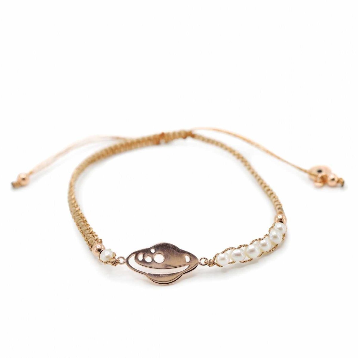 Pulseras de hilo tono crema diseño planeta-LINEARGENT