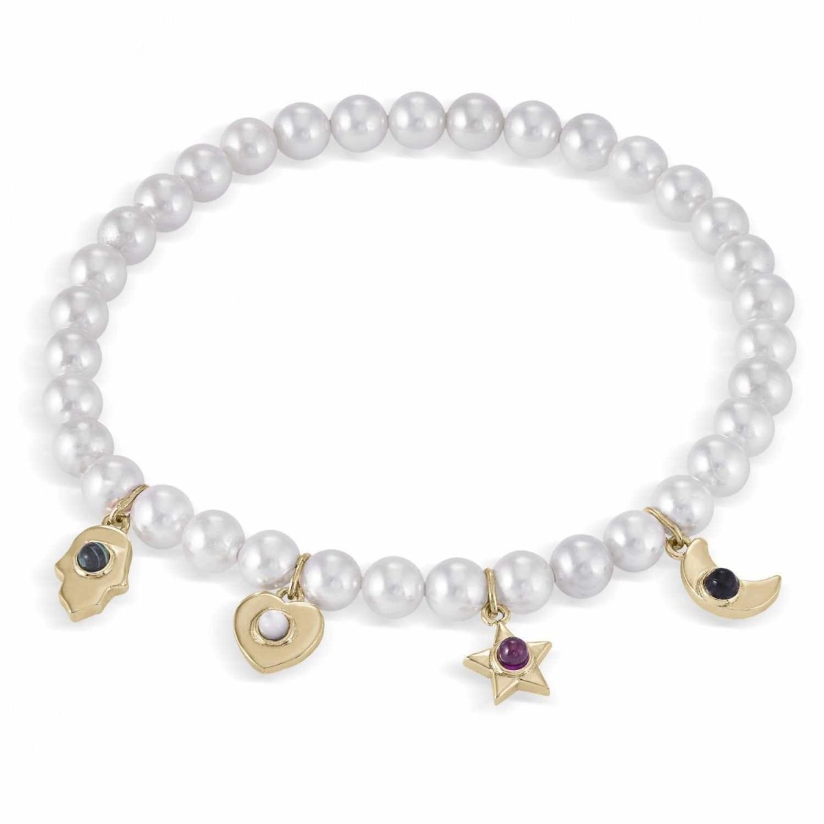 Pulseras de perlas diseño de cuatro motivos bañados en oro-LINEARGENT