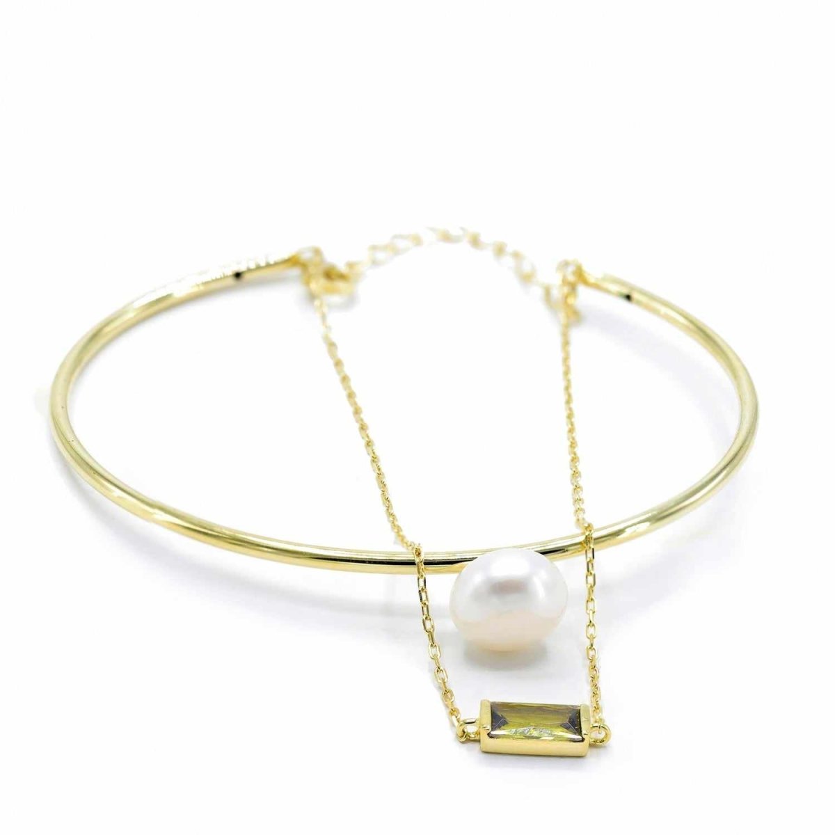 Pulseras de perlas rígida de plata diseño de cuarzo adamantino-LINEARGENT