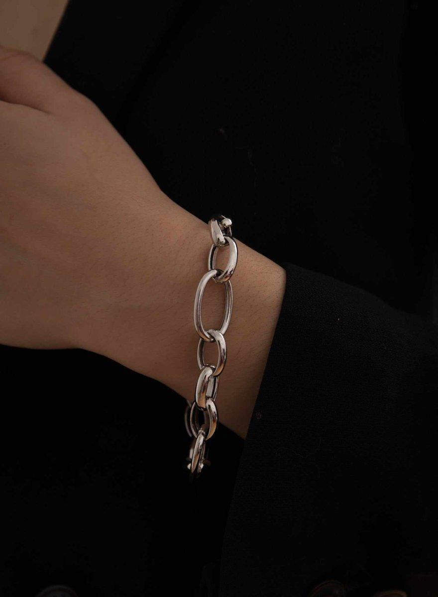 Pulseras eslabones plata diseño en dos tamaños-LINEARGENT