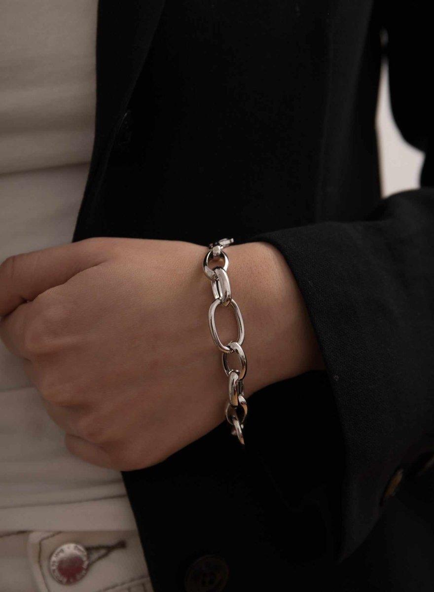 Pulseras eslabones plata diseño en dos tamaños-LINEARGENT