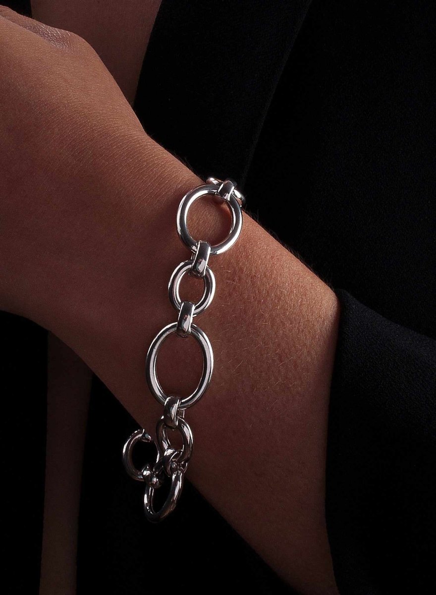 Pulseras eslabones plata lisa redonda y fina-LINEARGENT