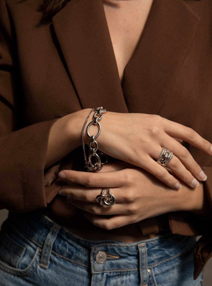 bracelets links smooth round silver and fine