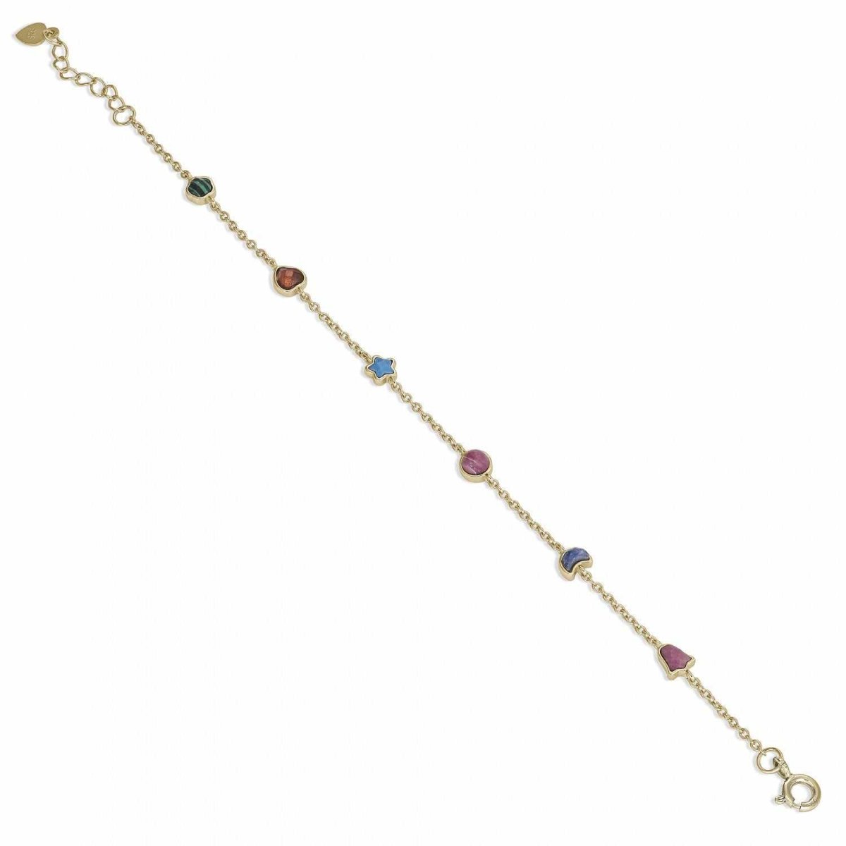 Pulseras finas bañadas en oro con charms multi forma-LINEARGENT