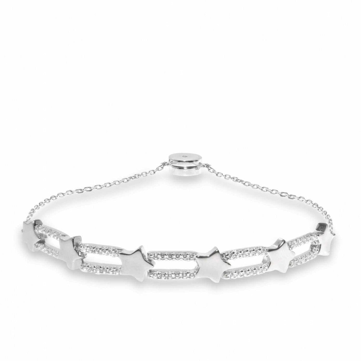 Pulseras finas de plata diseño dos raíles con estrella-LINEARGENT