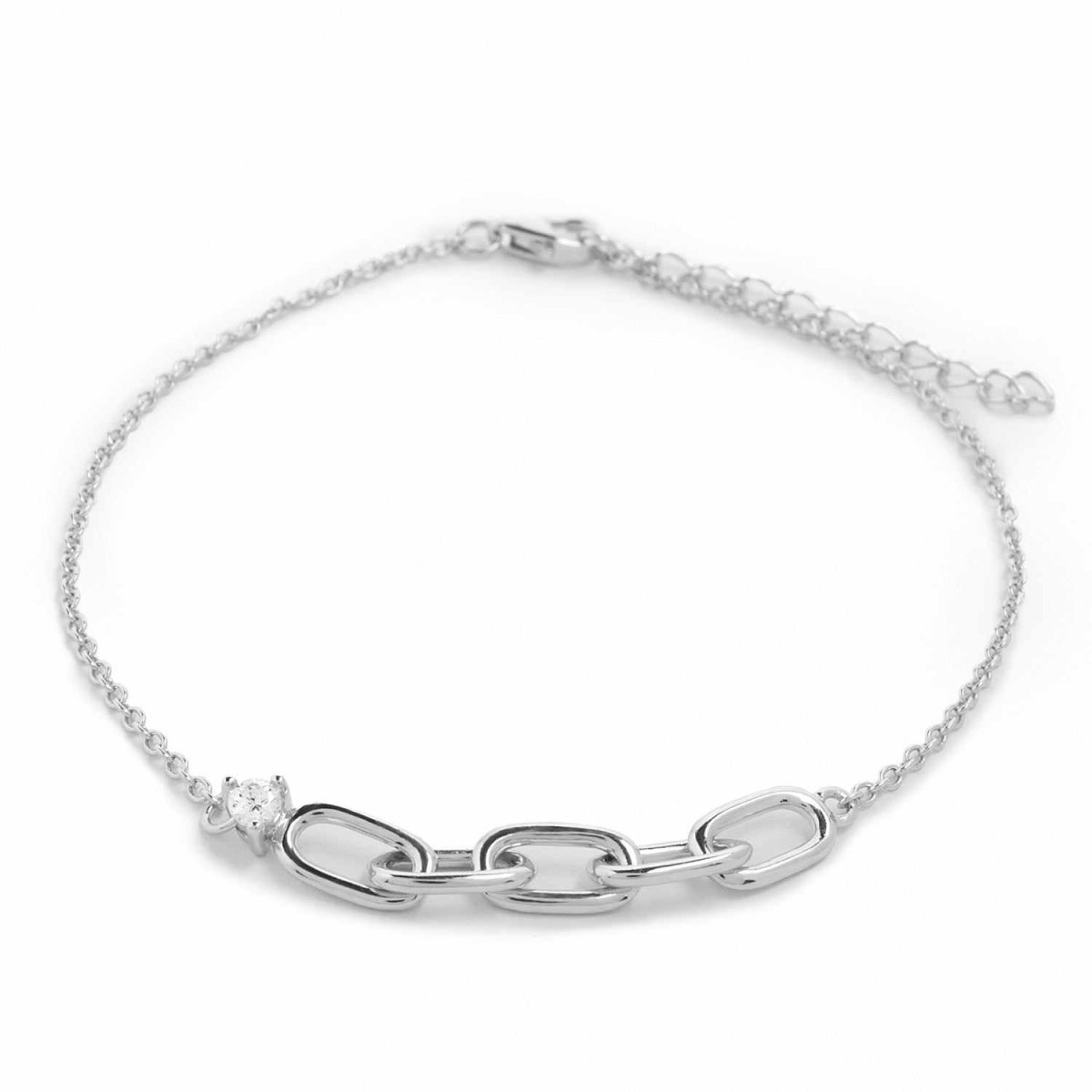 Pulseras finas de plata diseño eslabones y circonita-LINEARGENT