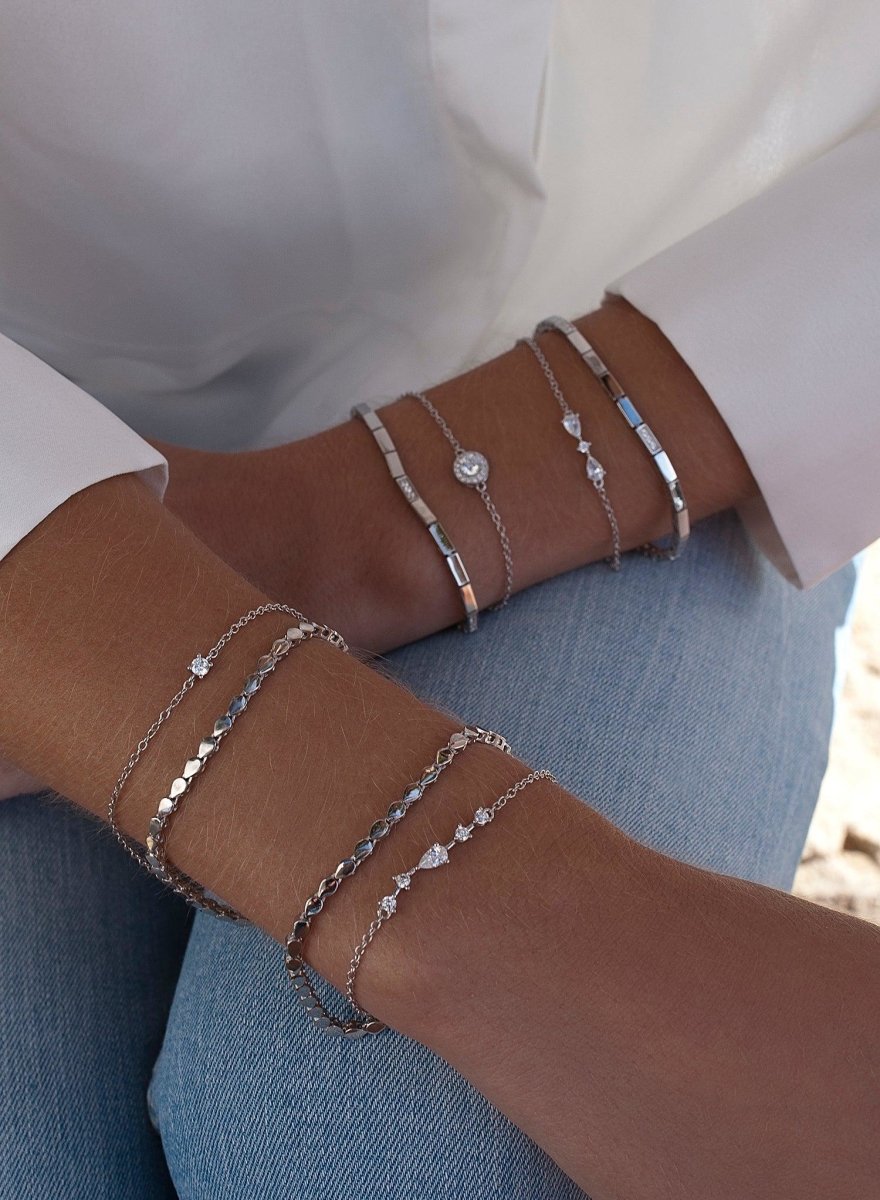 bracelets fines de argent design ovale double