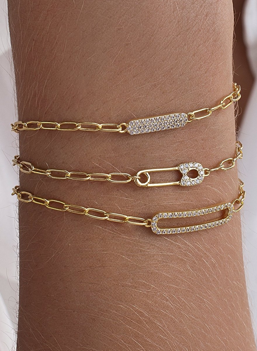 Pulseras finas de plata diseño oval y eslabones