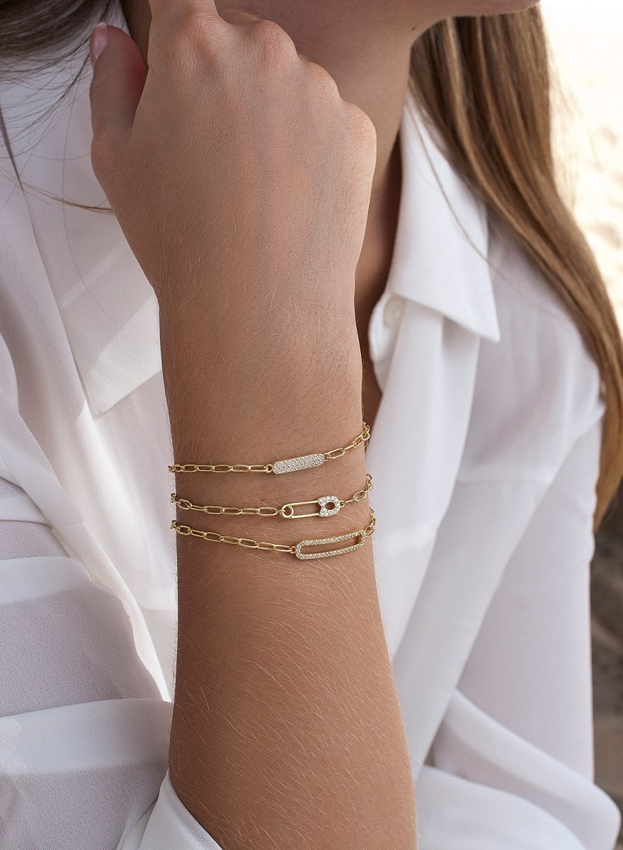 Pulseras finas de plata diseño oval y eslabones