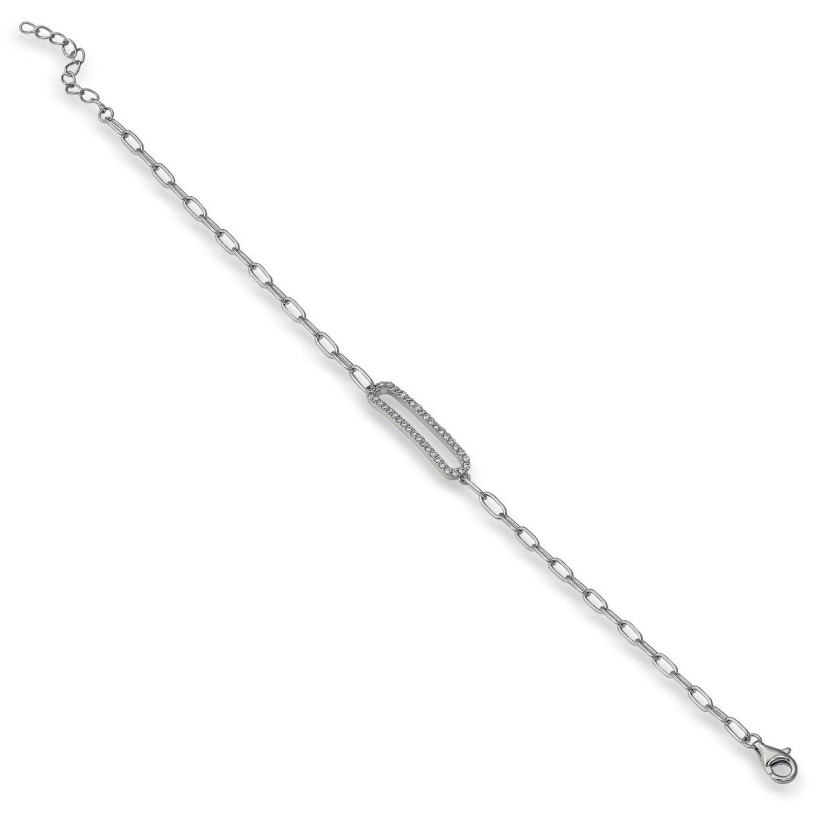 Pulseras finas de plata diseño oval y eslabones