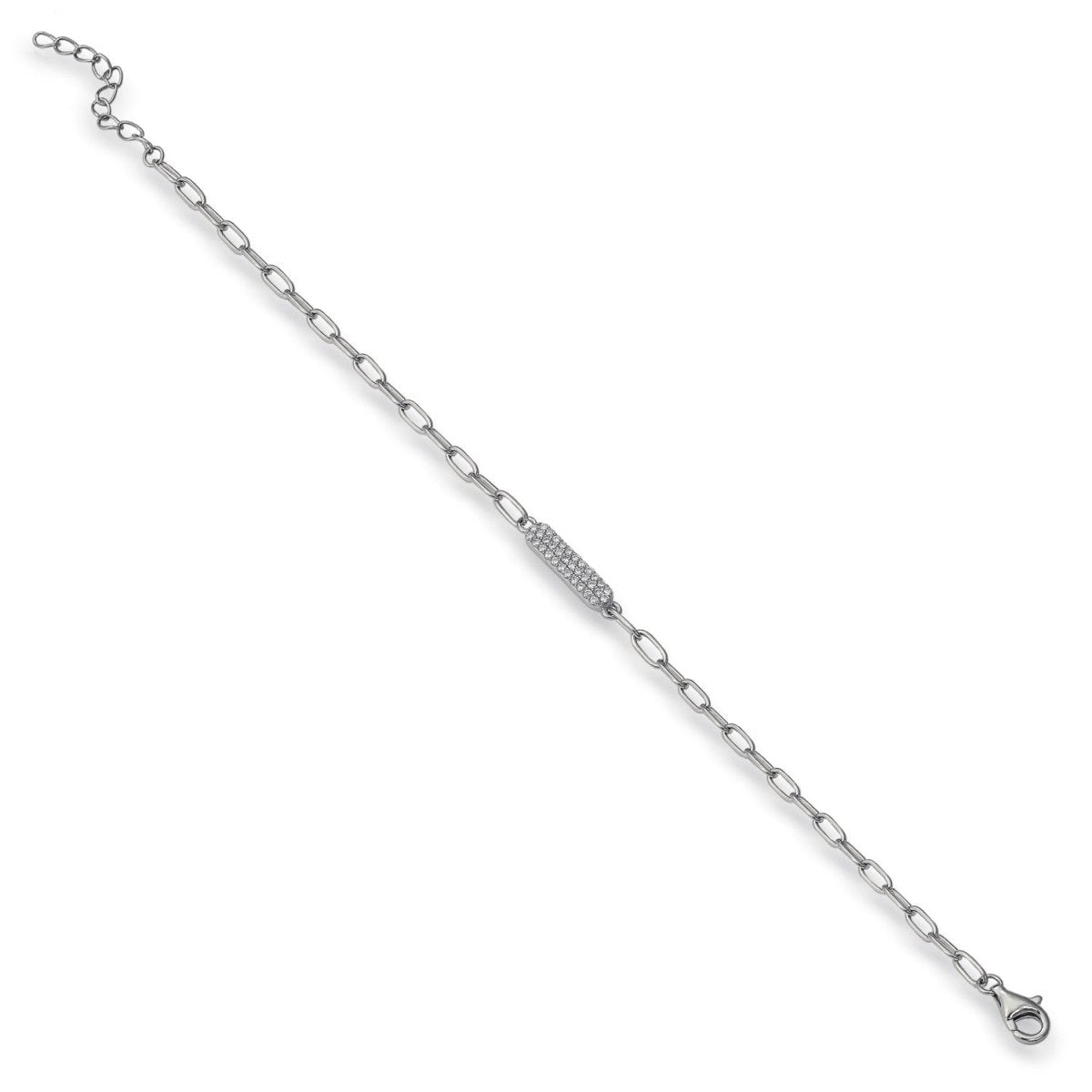 Pulseras finas de plata diseño placa con circonitas-LINEARGENT