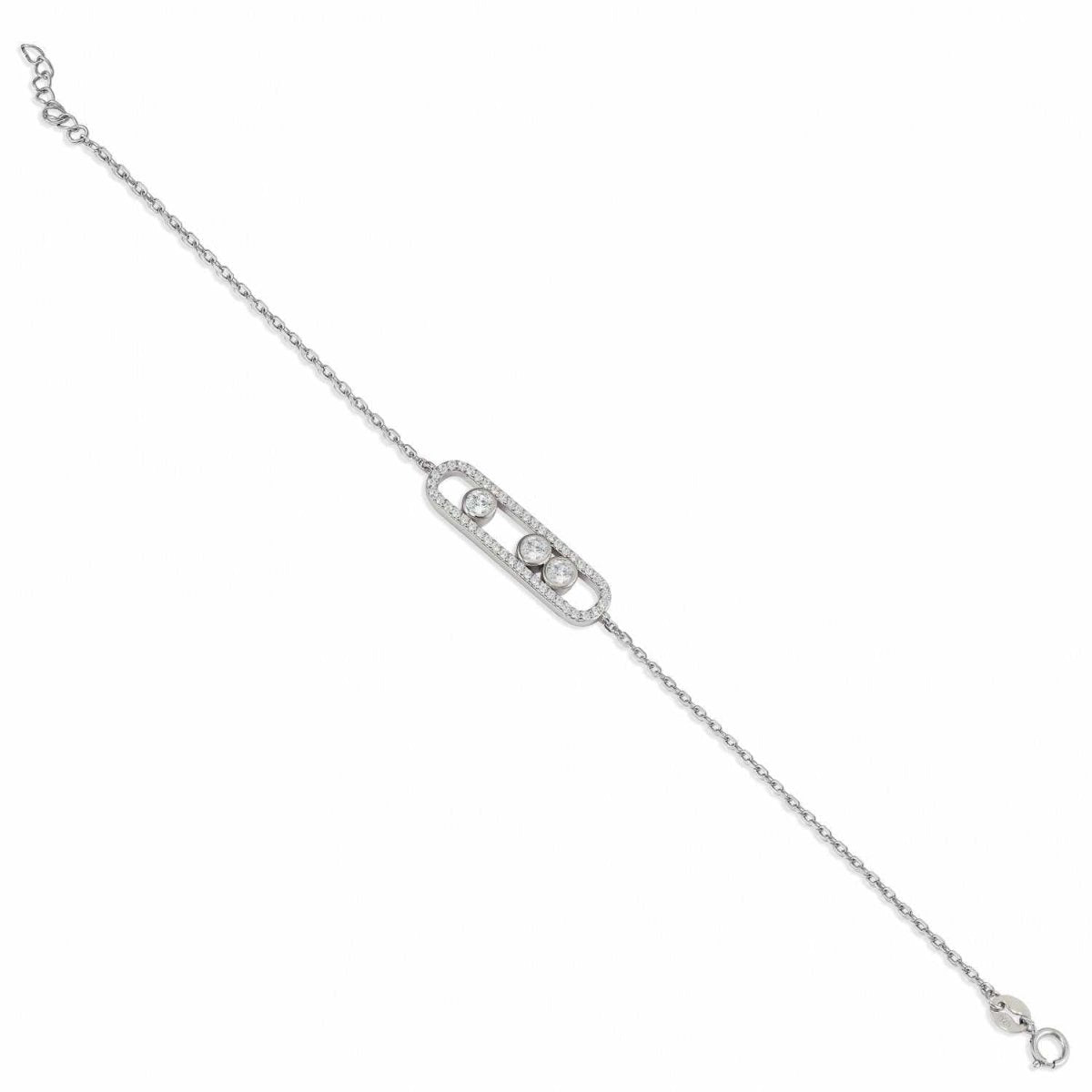 Pulseras finas de plata diseño triple circonita-LINEARGENT