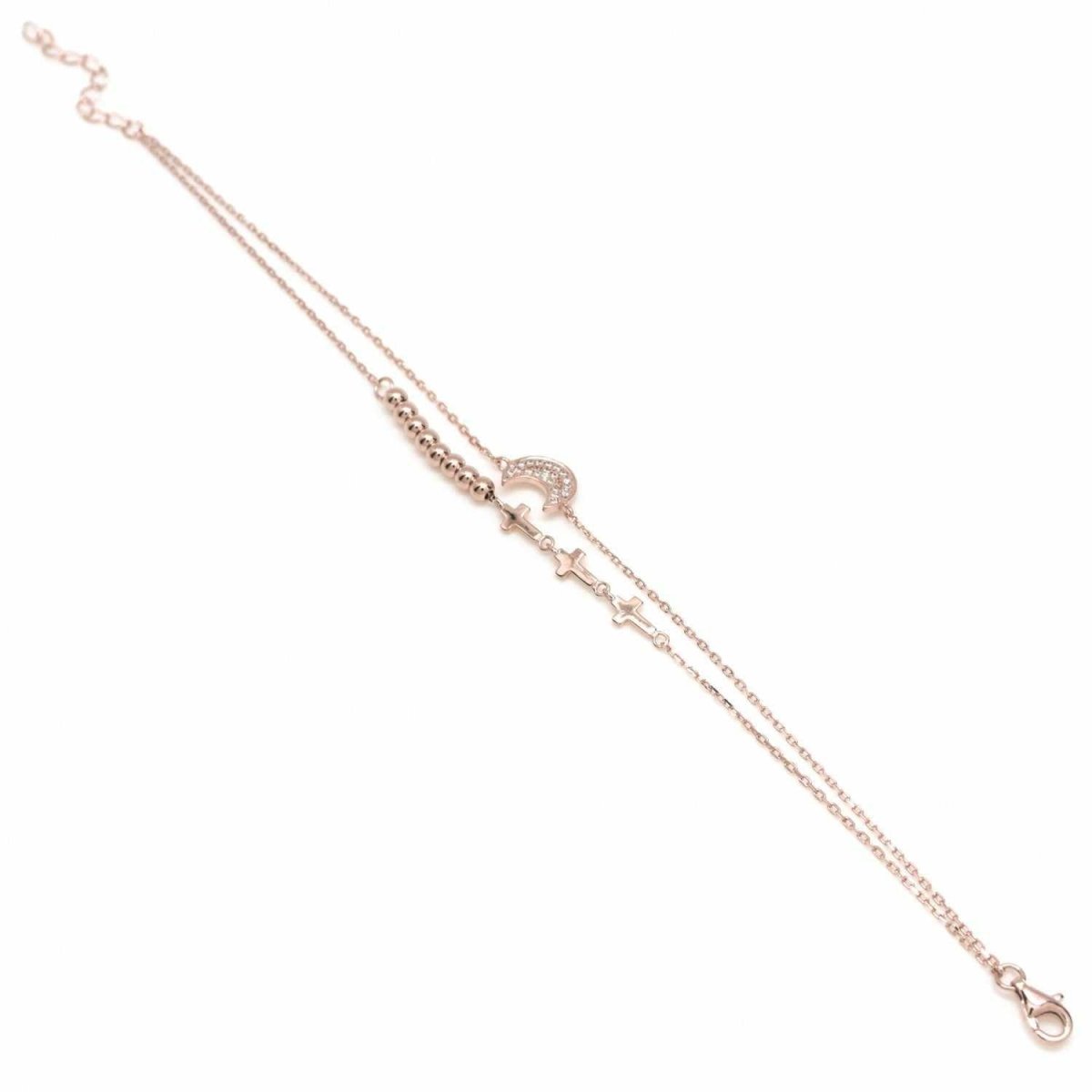 bracelets fines argent rose avec boules et LINEARGENT