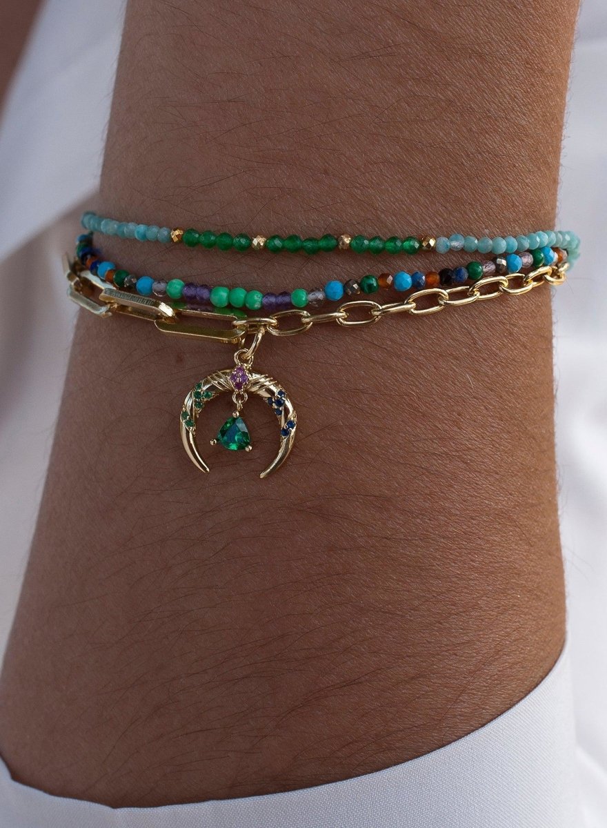 Pulseras finas diseño de tres brazaletes con motivo de asta-LINEARGENT