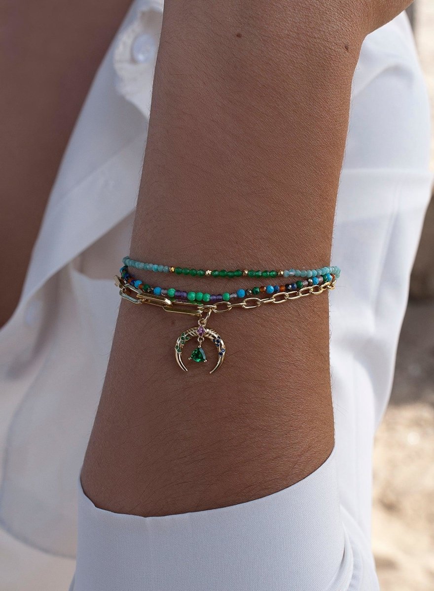 Pulseras finas diseño de tres brazaletes con motivo de asta