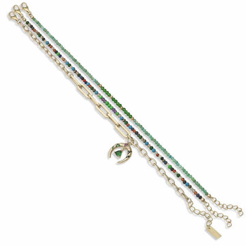 Pulseras finas diseño de tres brazaletes con motivo de asta