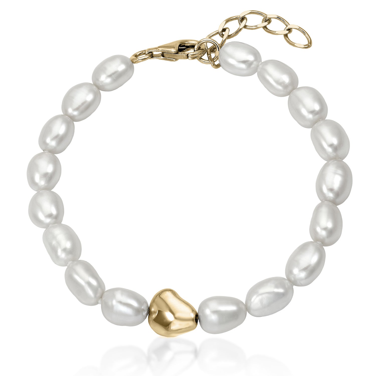 Pulseras perlas con detalle de plata irregular bañada en oro-LINEARGENT
