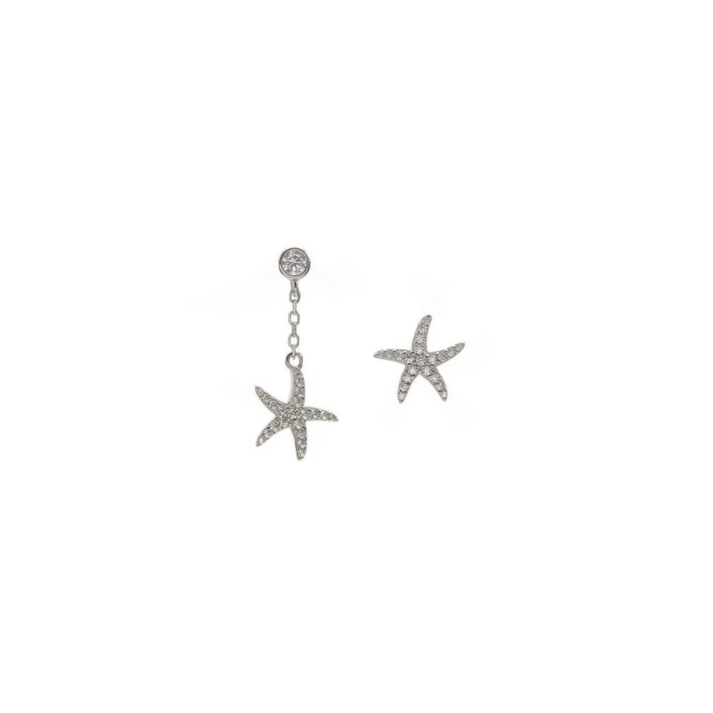 Segundo pendiente de plata con charm de estrella de mar-LINEARGENT
