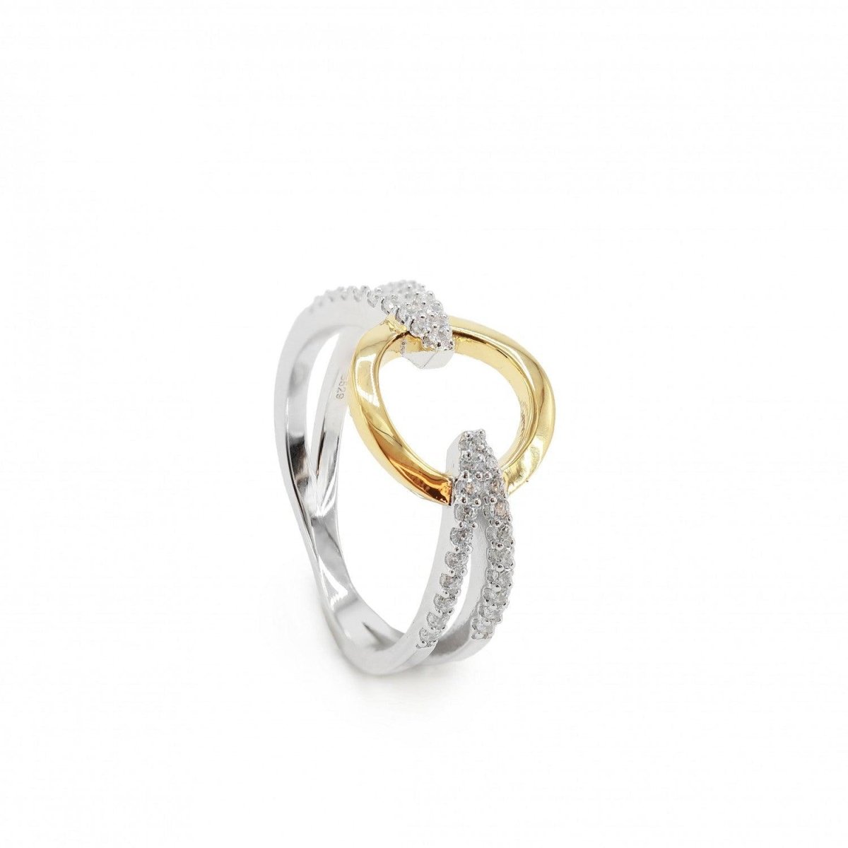 Ring - Bicolor rings circular design with zirconia on the sides