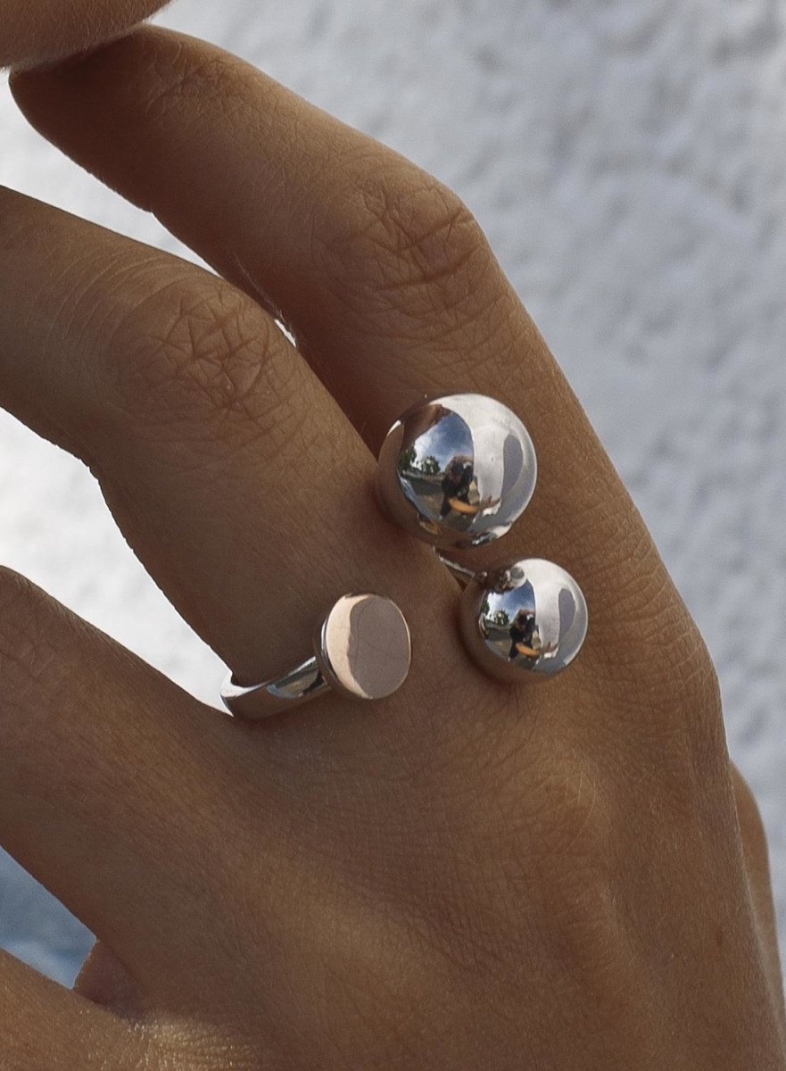 Ring - Bicolor silver double bubble rings