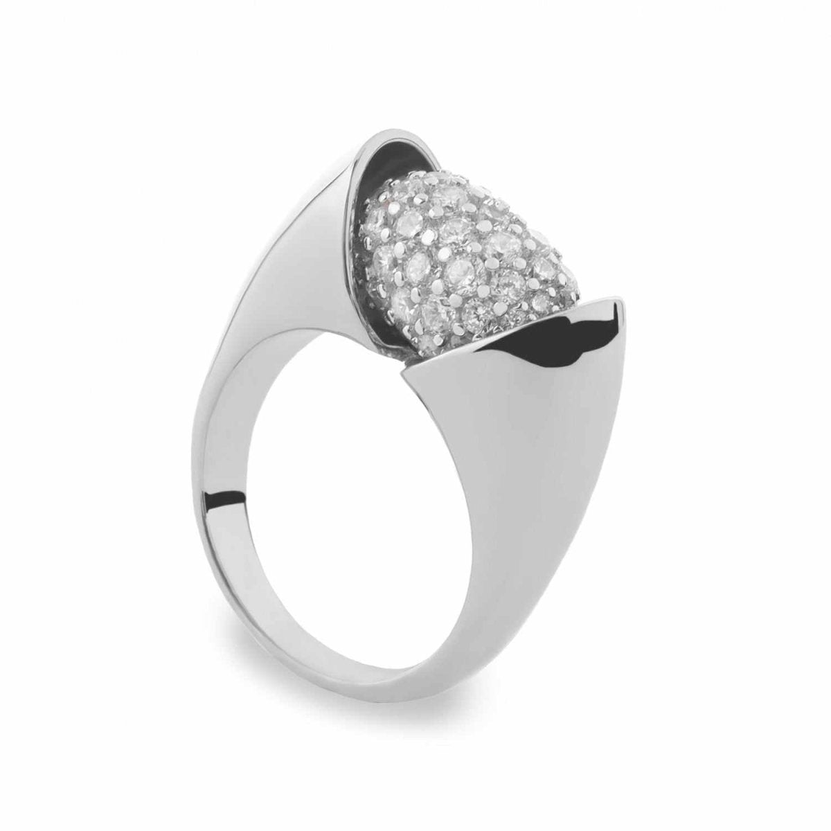 Ring - Rings - White zirconia rings open brilliant and plain silver design