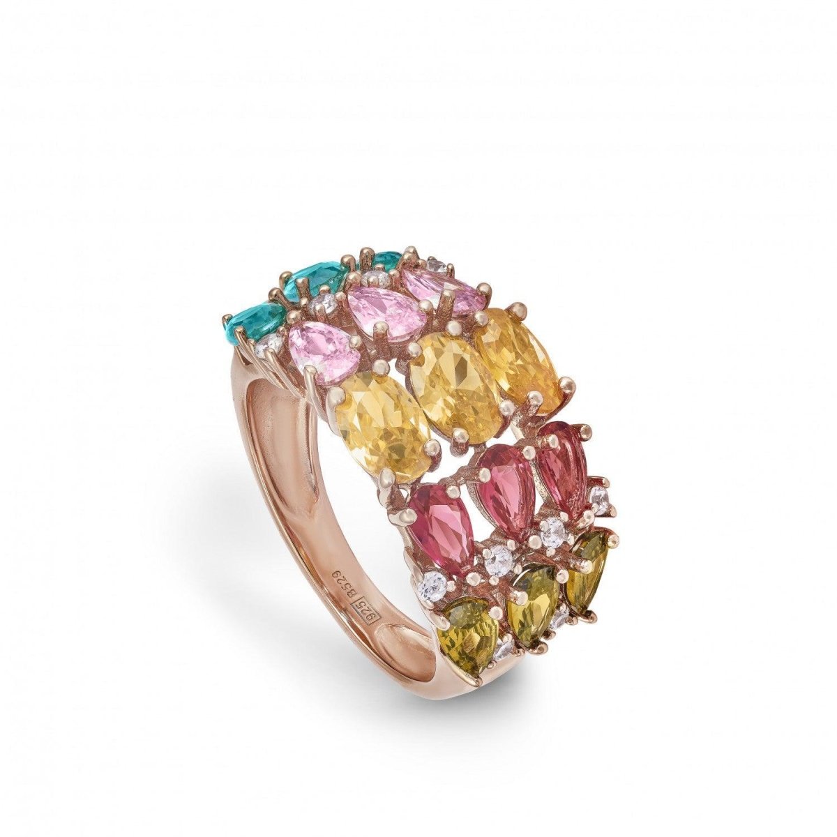 Ring - Rings with colored stones and bow in cool tones