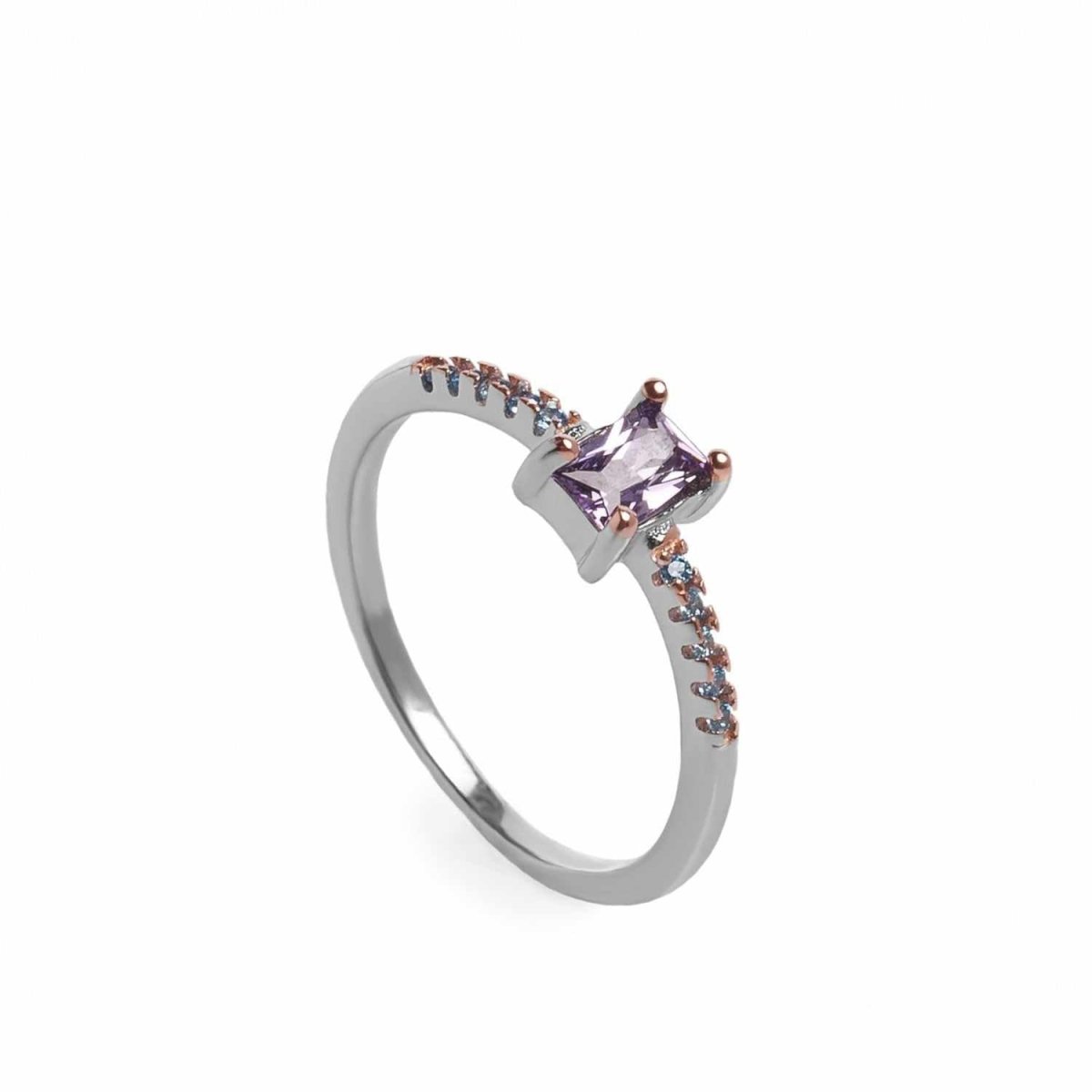Ring - Rings - Thin rings with central rectangular design in lavender tone